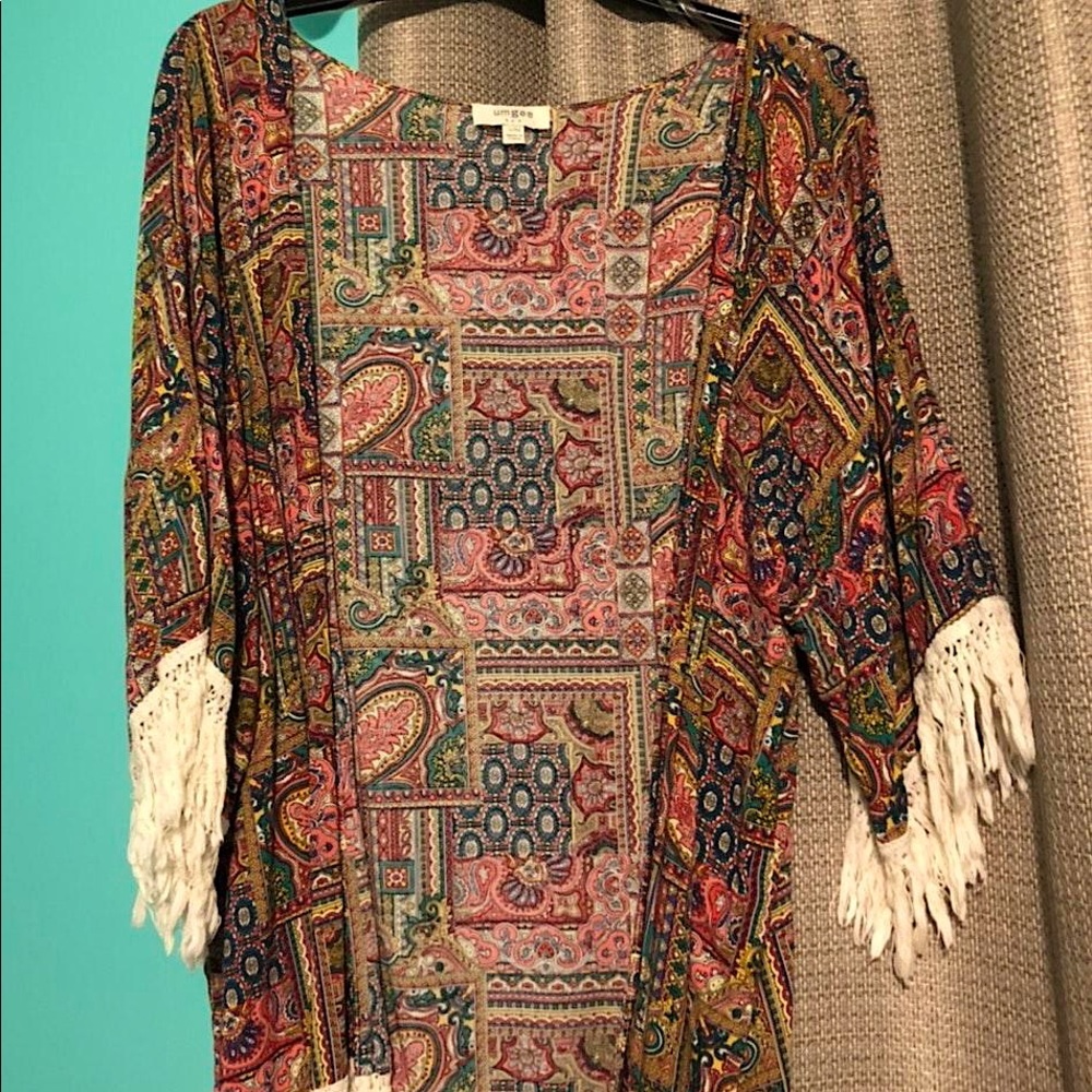 Colorful fringe cardigan